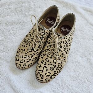 Rollie Australia Derbys women’s shoes leather calf hair leopard print 37, US 6